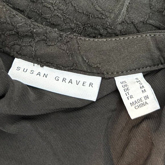 Black Long Sleeve Susan Graver Top Size Small Tie Back - Picture 5 of 9